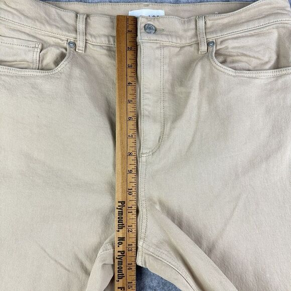 Ann Taylor Loft Jeans Women 12 Tan Wide Leg Crop Preppy Stretch Denim Minimalist - Picture 15 of 16